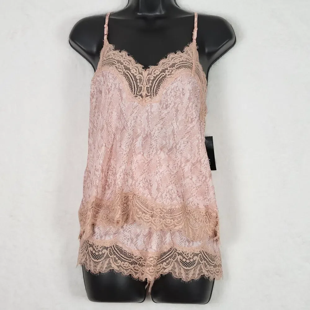 INC International‎ Concepts Lace Cami Lingerie Set Pink XS Sexy Snake Print